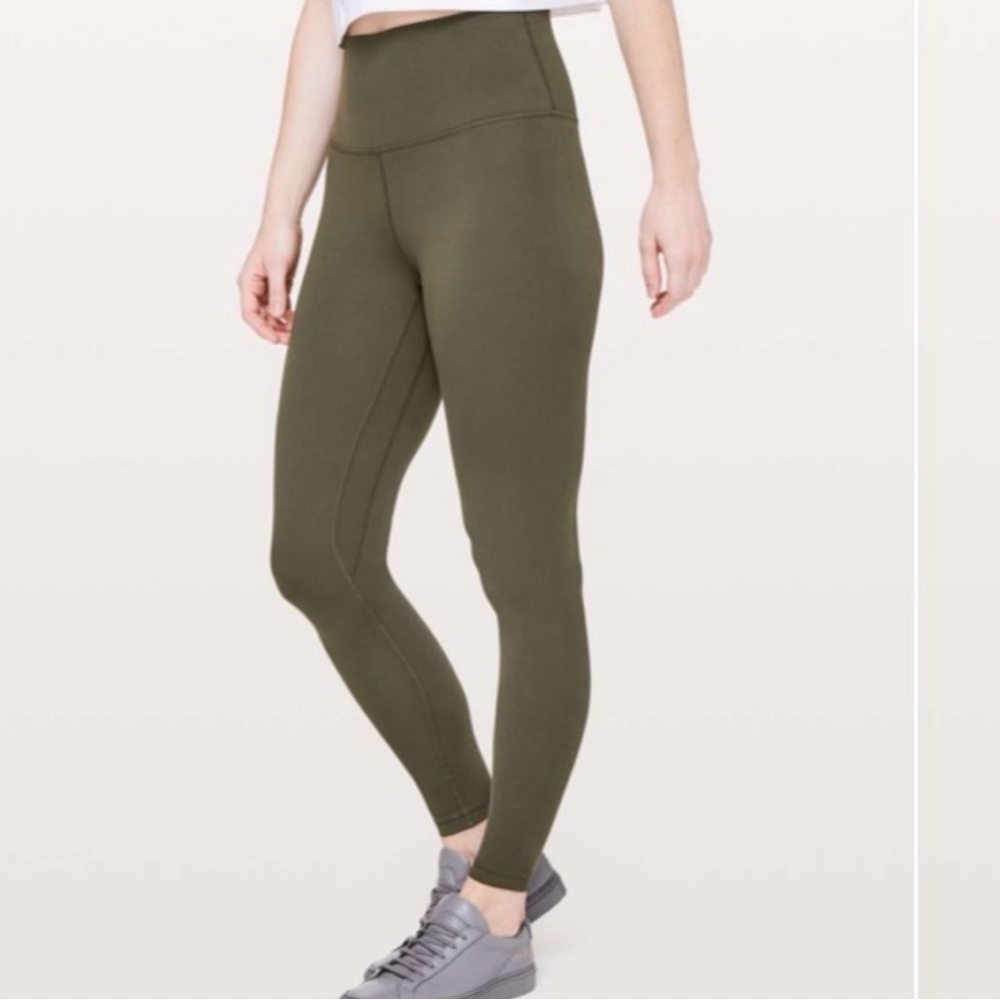 Lululemon Align Leggings Olive Green High Rise Crop Size 6 Sporty Stretch Pants